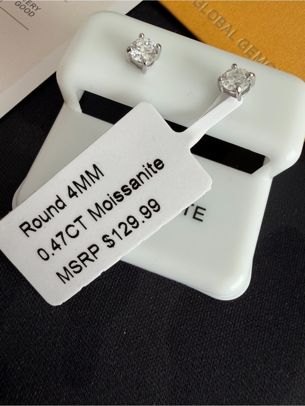 925 Sterling Silver .47 CTWMoissanite Round-Cut Stud Earrings, 4MM NWT - Picture 4 of 5